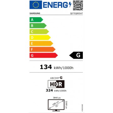 Samsung Smart Τηλεόραση 75" 4K UHD QLED QE75Q80DATXXH HDR (2024)